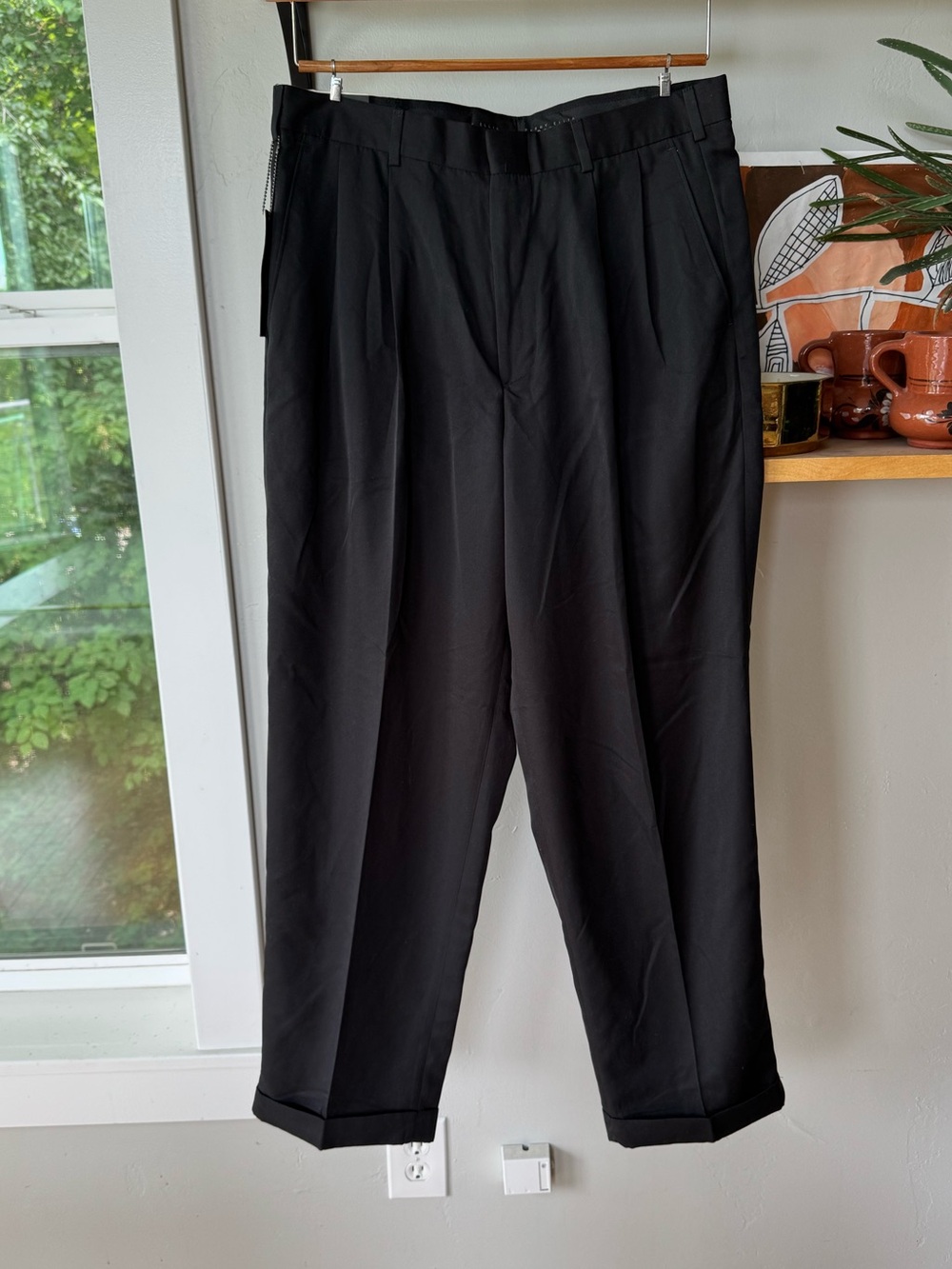 Perry Ellis Portfolio Black MicroTouch Dress Pants Size 32 x 30 New With Tags
